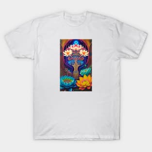 Tree of Life Mandala Lotus FLowers T-Shirt